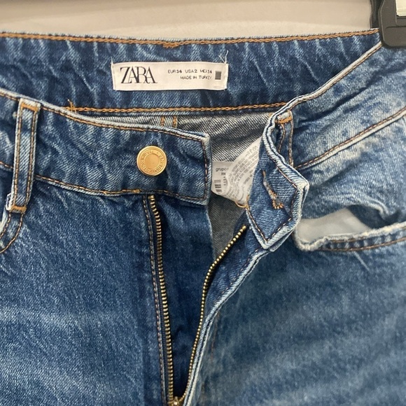 Zara High Waisted Long Denim Jeans sz 2 - Picture 4 of 6